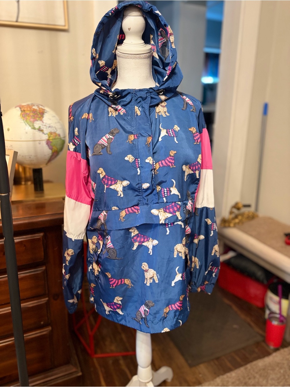 Simply Southern Navy Dog Print Jacket with Pink Accents